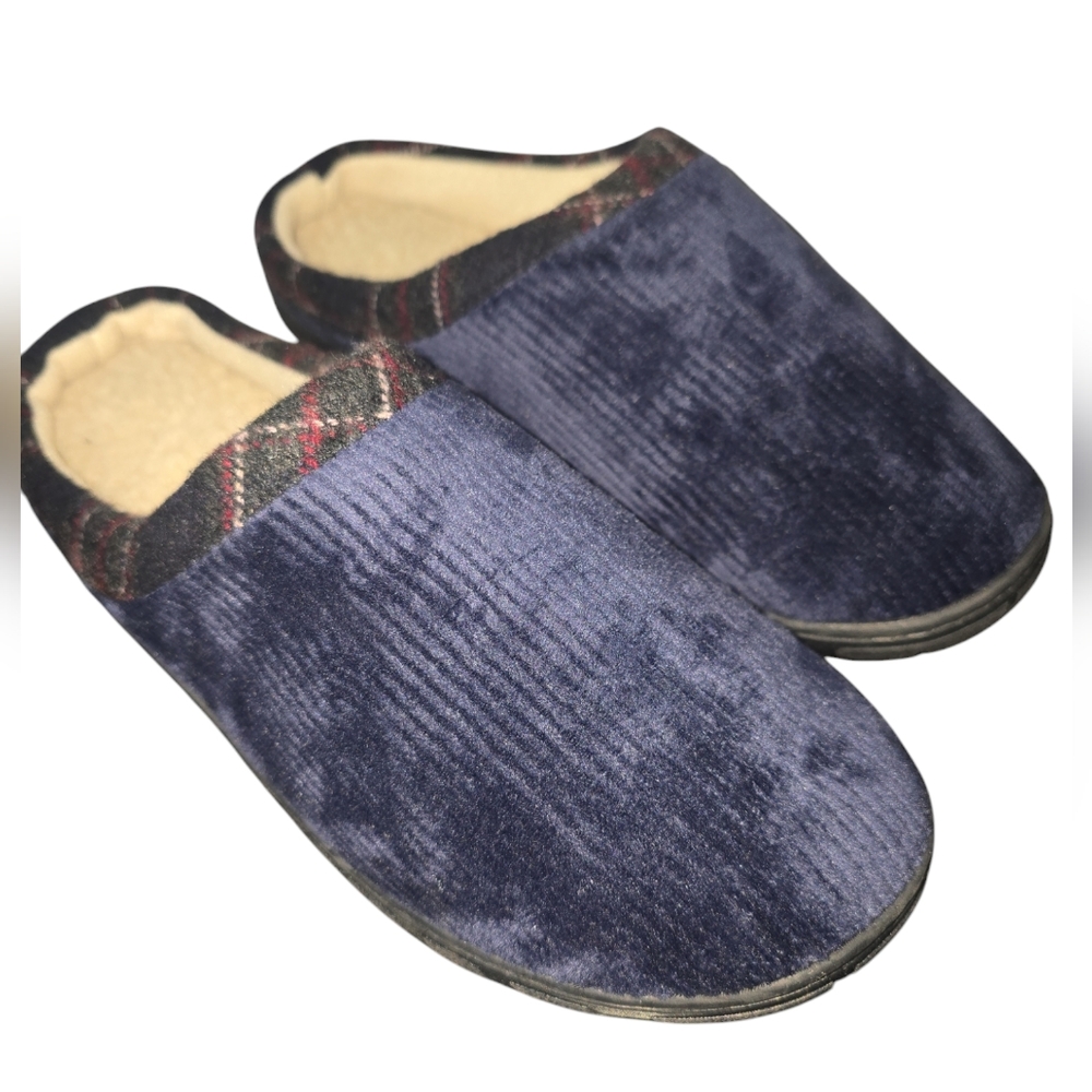 Men's Cozy Blue Ribbed Tote Slippers